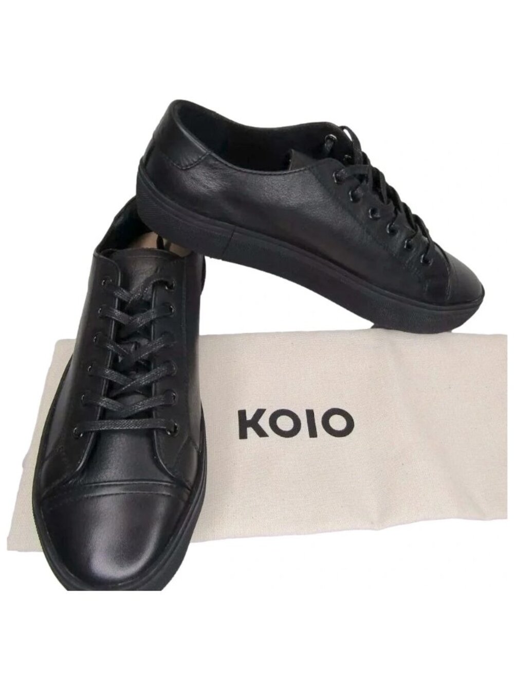 NEW KOIO Mens Tivoli Shadow Casual Sneakers Tennis Shoes Black Leather Size 8